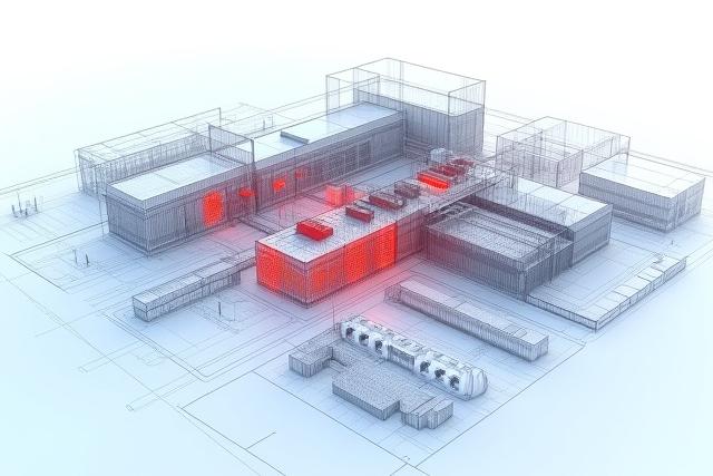 Architektonischer Plan einer modernen Geothermieanlage